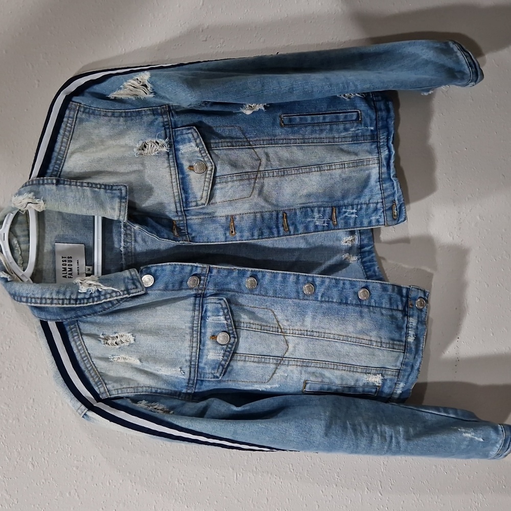 Almost Famous Distressed Denim Jacket size medium